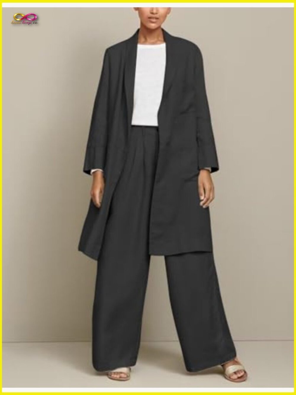 Long Linen Blazer Casual Lightweight Classic Minimal Chic Spring Summer - Picture 3 of 3